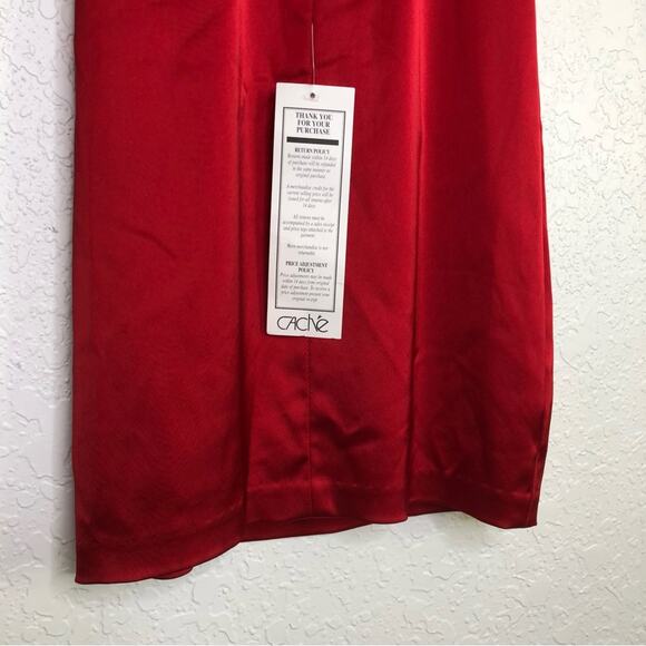 Cache red sleeveless ruched satin sheath dress size 2 NWT romantic cocktail - Picture 10 of 16